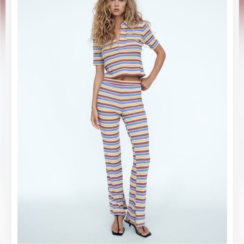 Zara Multi-Stripe Textured Polo Set